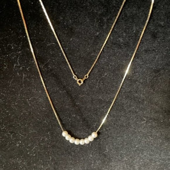 Beautiful Free-Floating Pearls on an 80"s Gold Electroplated 24" Chain, Classic - Picture 5 of 5